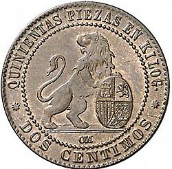 Large Reverse for 2 Céntimos 1870 coin