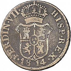 Large Obverse for 2 Cuartos 1814 coin