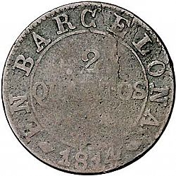 Large Reverse for 2 Cuartos 1814 coin