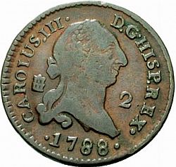 Large Obverse for 2 Maravedies 1788 coin
