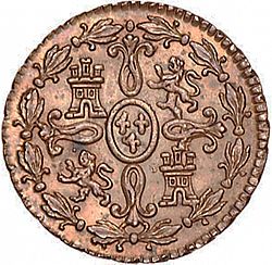 Large Reverse for 2 Maravedies 1775 coin