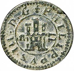 Large Obverse for 2 Maravedies 1602 coin