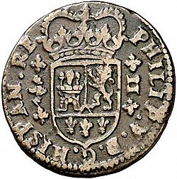 Large Obverse for 2 Maravedies 1718 coin