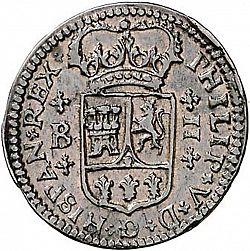 Large Obverse for 2 Maravedies 1720 coin