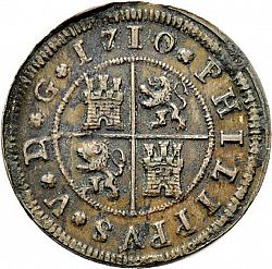 Large Reverse for 2 Maravedies 1710 coin