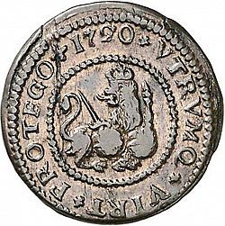 Large Reverse for 2 Maravedies 1720 coin