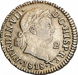 Large Obverse for 2 Maravedies 1818 coin