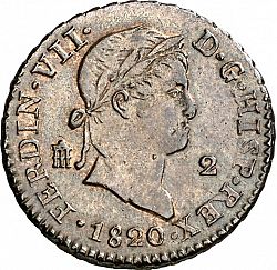 Large Obverse for 2 Maravedies 1820 coin