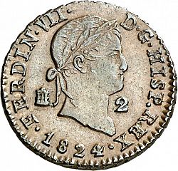 Large Obverse for 2 Maravedies 1824 coin