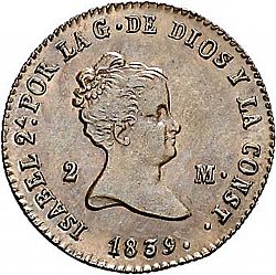 Large Obverse for 2 Maravedies 1839 coin