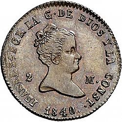 Large Obverse for 2 Maravedies 1840 coin