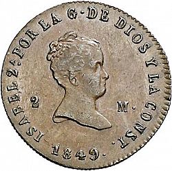 Large Obverse for 2 Maravedies 1849 coin