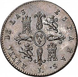 Large Reverse for 2 Maravedies 1838 coin