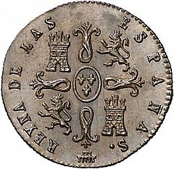 Large Reverse for 2 Maravedies 1843 coin