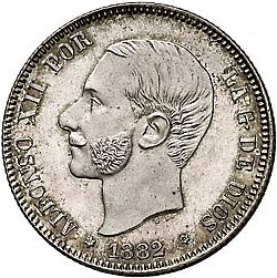 Large Obverse for 2 Pesetas 1882 coin