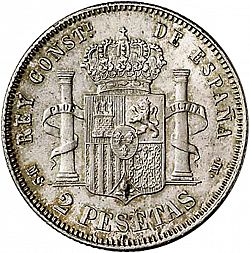 Large Reverse for 2 Pesetas 1882 coin