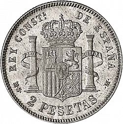 Large Reverse for 2 Pesetas 1883 coin