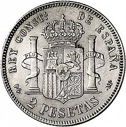 Large Reverse for 2 Pesetas 1891 coin
