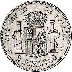 Large Reverse for 2 Pesetas 1894 coin