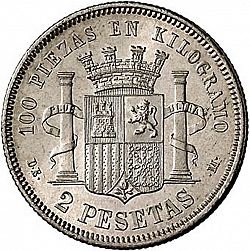 Large Reverse for 2 Pesetas 1870 coin