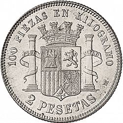 Large Reverse for 2 Pesetas 1870 coin