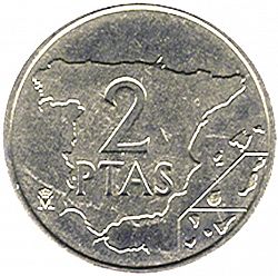 Large Reverse for 2 Pesetas 1982 coin
