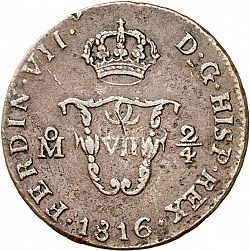 Large Obverse for 2 Quartos 1816 coin