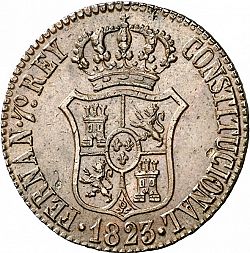 Large Obverse for 3 Cuartos 1823 coin