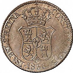 Large Obverse for 3 Cuartos 1836 coin