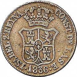 Large Obverse for 3 Cuartos 1836 coin