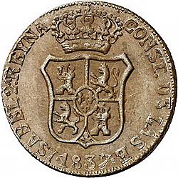 Large Obverse for 3 Cuartos 1837 coin