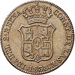 Large Obverse for 3 Cuartos 1838 coin