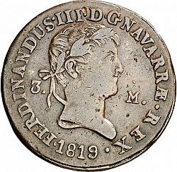 Large Obverse for 3 Maravedies 1819 coin