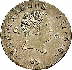 Large Obverse for 3 Maravedies 1833 coin