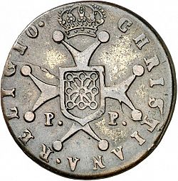 Large Reverse for 3 Maravedies 1819 coin