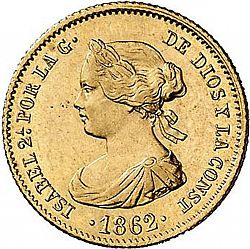 Large Obverse for 40 Reales 1862 coin