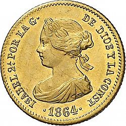 Large Obverse for 40 Reales 1864 coin