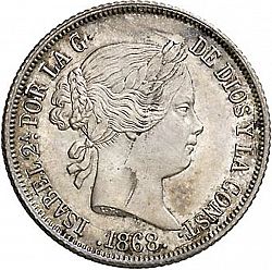 Large Obverse for 40 Céntimos Escudo 1868 coin