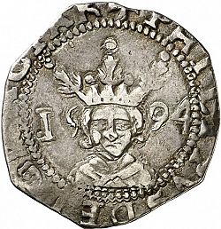 Large Obverse for Doblón de seis sous 1594 coin