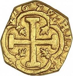 Large Reverse for 4 Escudos 1676 coin