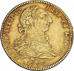 Large Obverse for 4 Escudos 1776 coin