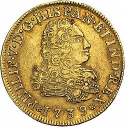 Large Obverse for 4 Escudos 1739 coin