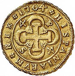 Large Reverse for 4 Escudos 1704 coin