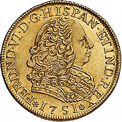 Large Obverse for 4 Escudos 1751 coin