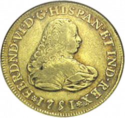 Large Obverse for 4 Escudos 1751 coin