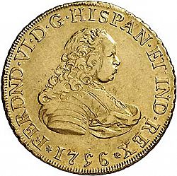 Large Obverse for 4 Escudos 1756 coin