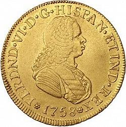 Large Obverse for 4 Escudos 1758 coin