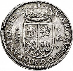 Large Obverse for 4 Reales 1687 coin