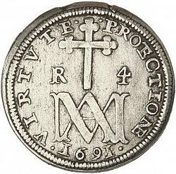 Large Reverse for 4 Reales 1691 coin