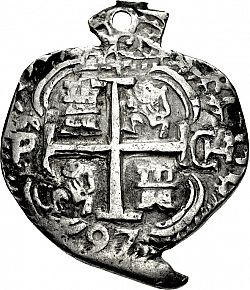 Large Reverse for 4 Reales 1697 coin
